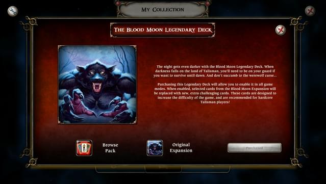 50% Talisman - The Blood Moon Expansion: Legendary Deck on