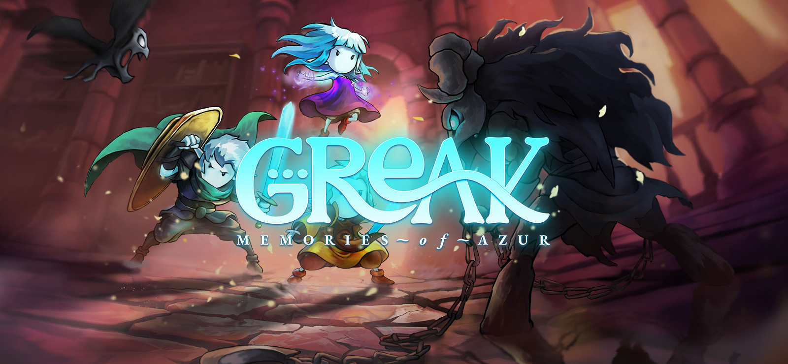 

Greak: Memories of Azur is a side scrolling single-player game with hand-drawn animatio