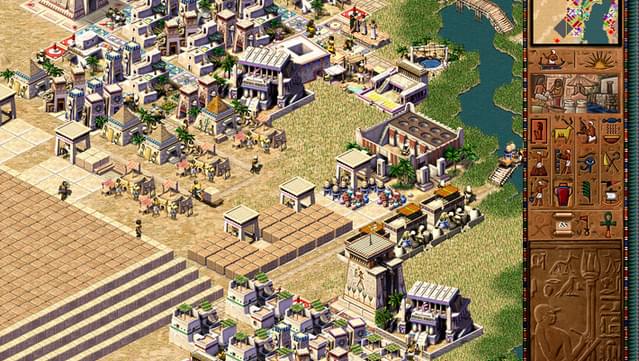pharaoh cleopatra game statue lined roads