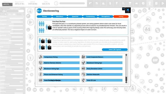 #9. Democracy 4 - Voting Systems (GOG) By: Positech Games